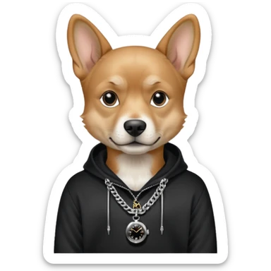 Cools dog with sweatshirt sober chain and a rolex sticker