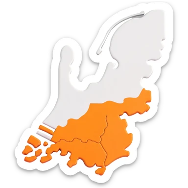 3D map of the Netherlands with distinctive shape sticker
