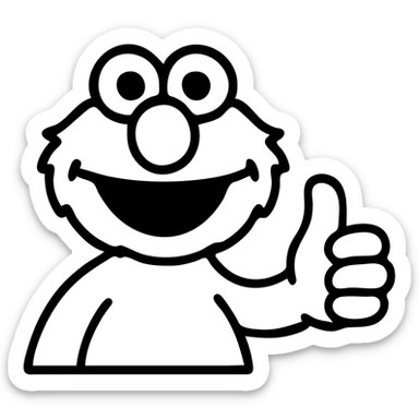 Elmo giving a thumbs up, outlined icon style sticker