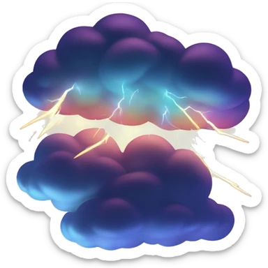 Dark iridescent cloud glowing with lightning bolts sticker