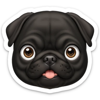 black pug head tilt sticker
