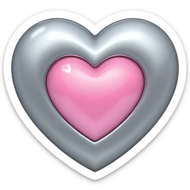 platinum heart with one mini pink heart inside of it  sticker