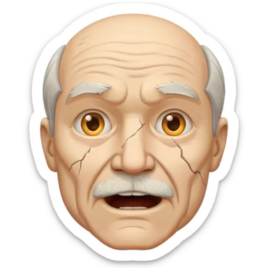 old white man with an open square mouth made of concrete sticker