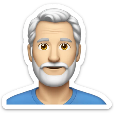 bold white man with a beard around 50yo with blue shirt sticker