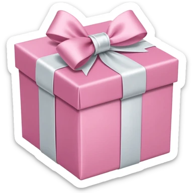 gift box with pink wrapping and white bow sticker
