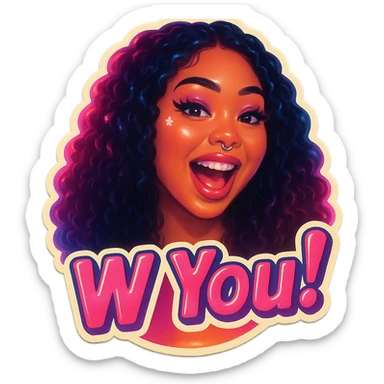 excited 
add the words W You!  in pink  sticker