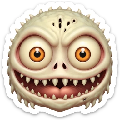 large skin surface with dozens of eyes creepy moster sticker