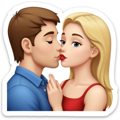 A girl kissing a guy sticker