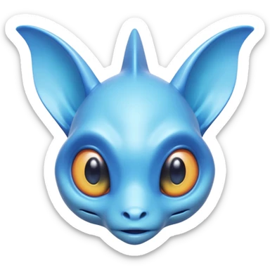 aquatic alien portrait, head and shoulders only, smooth blue skin, fin-like ears, glowing aqua eyes, liquid texture details, 3D cartoon, mobile game icon style, clean background, no text, no watermark
 sticker