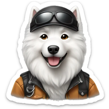 Biker Samoyed  sticker