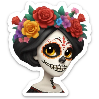 Una catrina con muchas flores  sticker