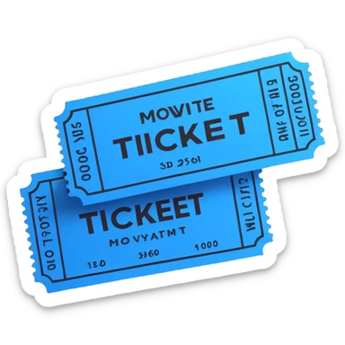 3D movie ticket in blue color sticker