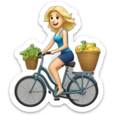 Une blonde sur un vélo avec epagneul sticker