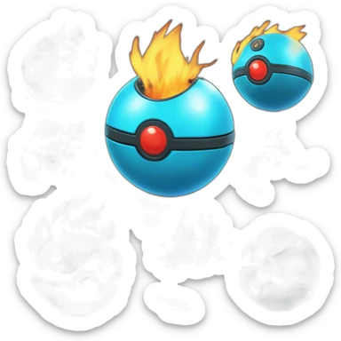 Pokemon Game LootCase Color Cyan Fire Flame Rich Treasure Legendary Epic Pokeballs and Pokemons Inside this have Shiny Glow sticker