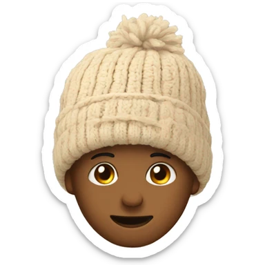 beige winter beanie no person sticker