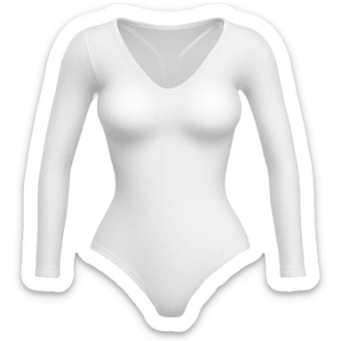 white long sleeve closed neck shapewear bodysuit sticker
