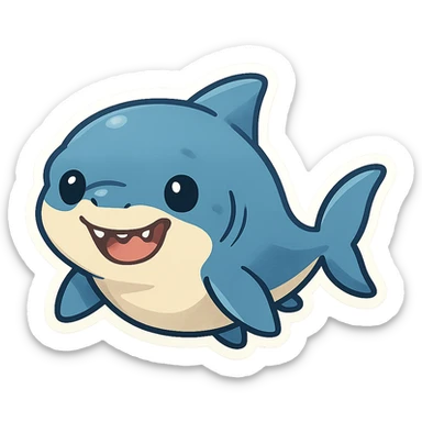 adorable baby shark, blue color, playful expression sticker