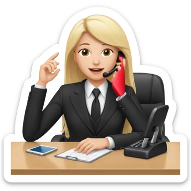 office-boss-excited-phone-desk-blonde sticker
