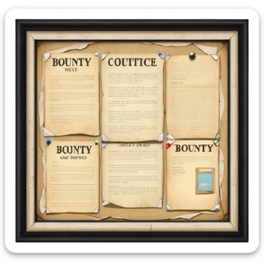Town Notice Board where we all see BOUNTIES sticker