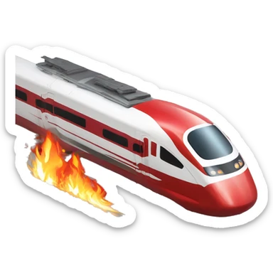 red and white modern bullet electric train on fire sticker
