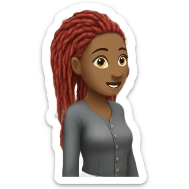 Woman with red locs antiquing with friend girl who has gray locs sticker