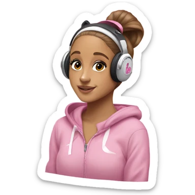 Ariana grande wearing headphones and pink 27C Nikes  sticker