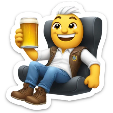 My emoji riding a jet drinking a beer sticker