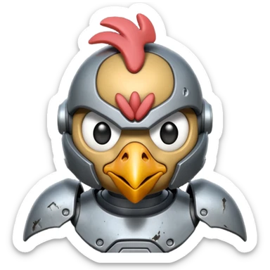 Mecha battle chicken humanoid creature but more human than chicken sticker