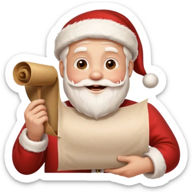drunk santa holding up a white unfurled scroll with nothin on it sticker