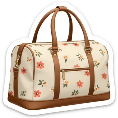 A sports bag with a pale light beige print in a small flower sticker