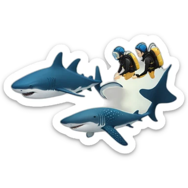 Two scuba divers and a whale shark  sticker