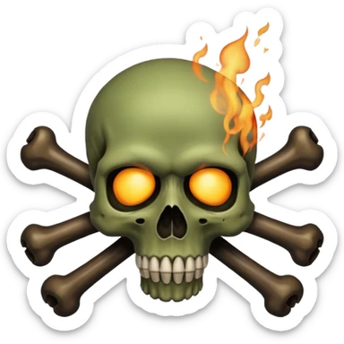 a poisonous cloud of gas, dark swamp color, with an image of a skull and two crossed bones behind the skull sticker