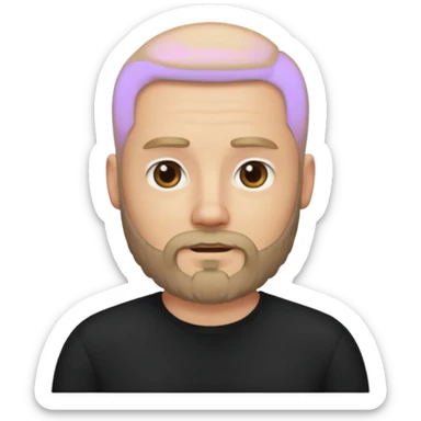 Bearded bald blonde man black shirt sticker