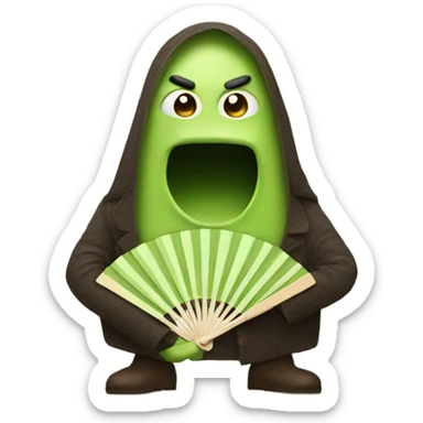 An avo man putting on a fan sticker