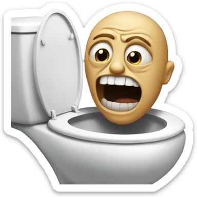 A scary guy popping out of a toilet sticker