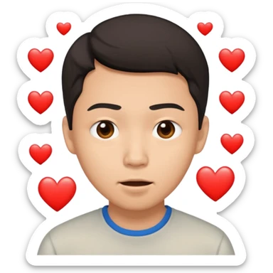 asian man falling with heart eyes sticker