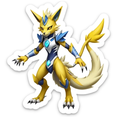  Cool Edgy Shiny Futuristic Ethereal Legendary Zeraora-Digimon-Lombax-Renamon-hybrid full body sticker