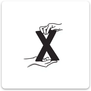 hand holding an X sticker