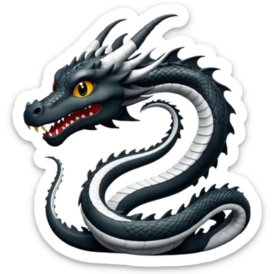 Black and white dragon emoji sticker