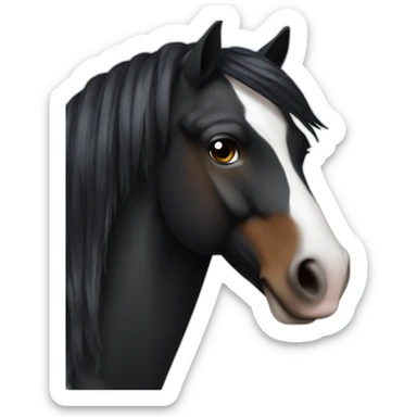 cavalo preto com faixa branca na face e crinas pretas sticker