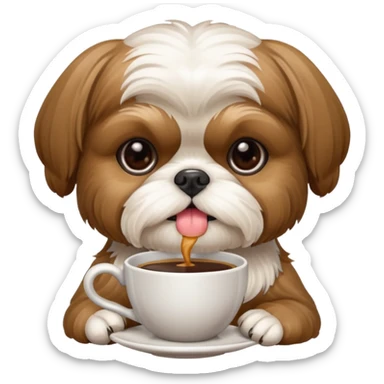 Shihtzu with a coffee sticker