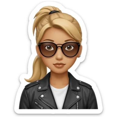 Biker Gang with Sunglasses, Woman with ponytail, sunglasses sticker