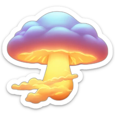 radioactive lightning bolt glow cloud mushroom sunset future smile sticker