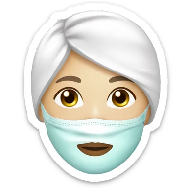 White lady with face mask spa beauty full face relaxing sticker