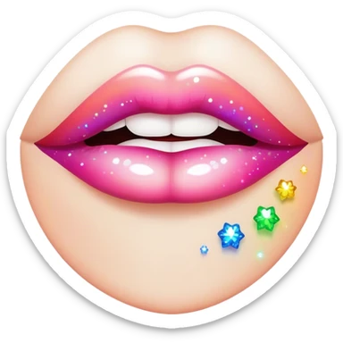 rainbow sparkles on lush, full lips. Lips only sticker