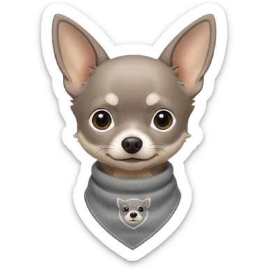 Make a cute Gray Chihuahua wearing a Gray earthy tone bandana with the logo TCO on the bandana sticker
