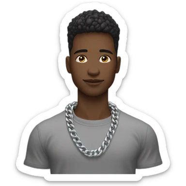 Joven con Edgar fade con 2 pulseras de Plata en las 2 manos y una cadena en el cuello de plata sticker