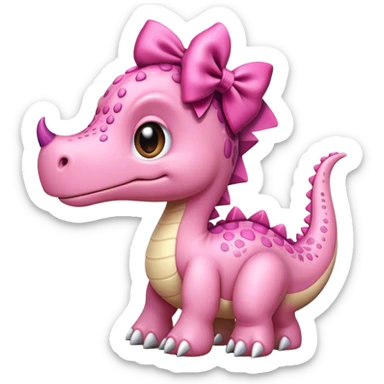 pink dinosaur with bow sticker