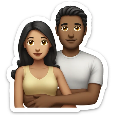 Woman and man with dark hair cuddling sticker