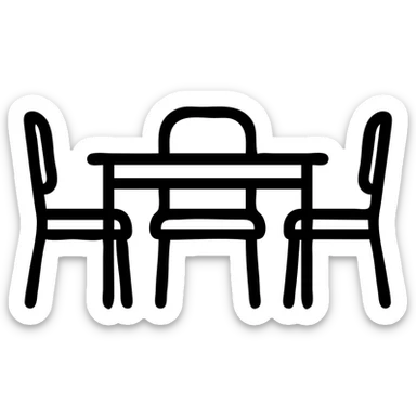 icon style table with four chairs, clean and clear sticker